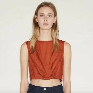 Rachel Comey Argento Linen & Silk Knotted Crop Top